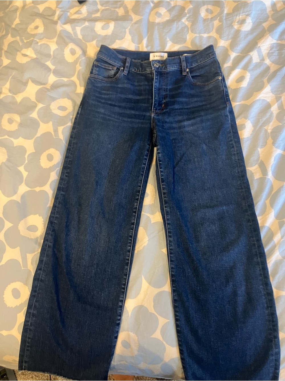 Frame Denim Le Mellow Wide-Leg Ankle Jeans sz 27 in Dark Blue